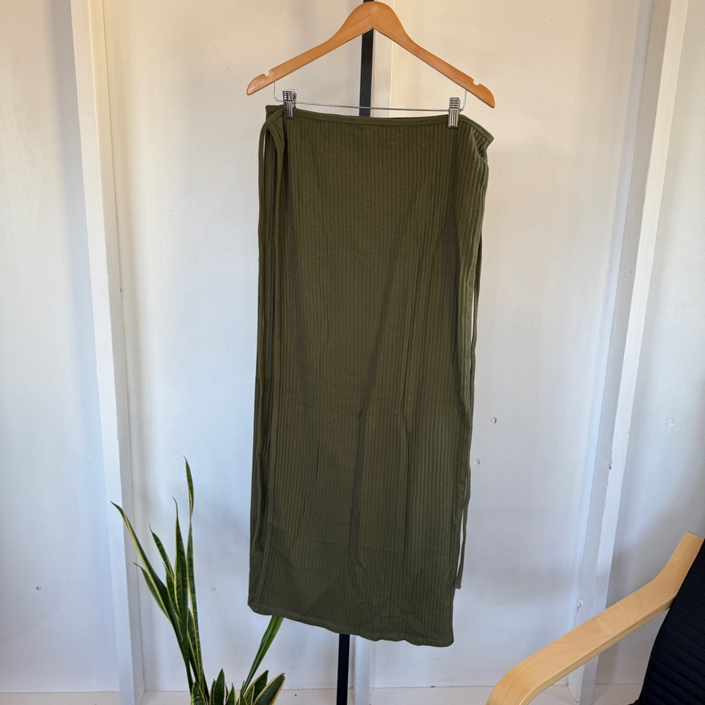 Baserange Olive Green Maxi Wrap Skirt - Women's Large